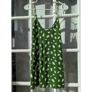 Reformation Ventura Dress Green Splatter Mini Slip Women's Size Small S